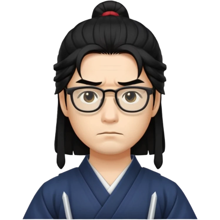 samurai, slim, long hair , glasses emoji
