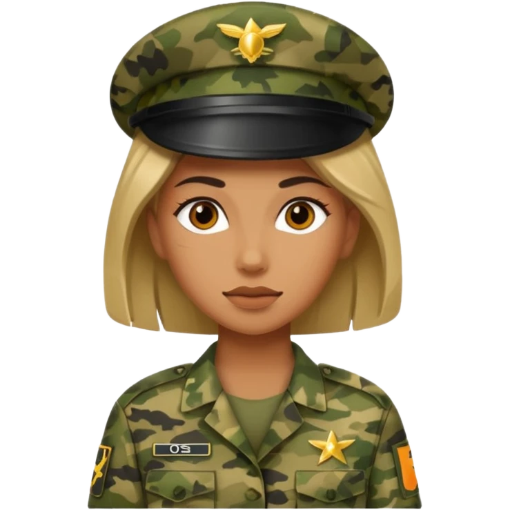 militar mujer con traje de camuflaje emoji