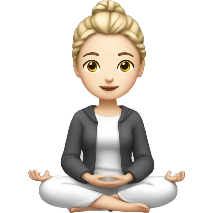 Meditation european girl white skin emoji