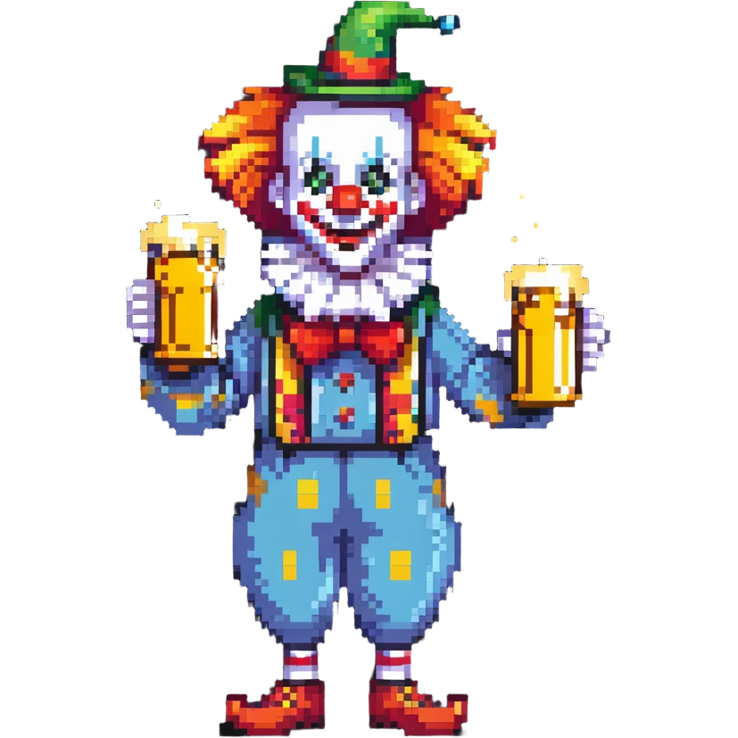 clown with a beer emoji