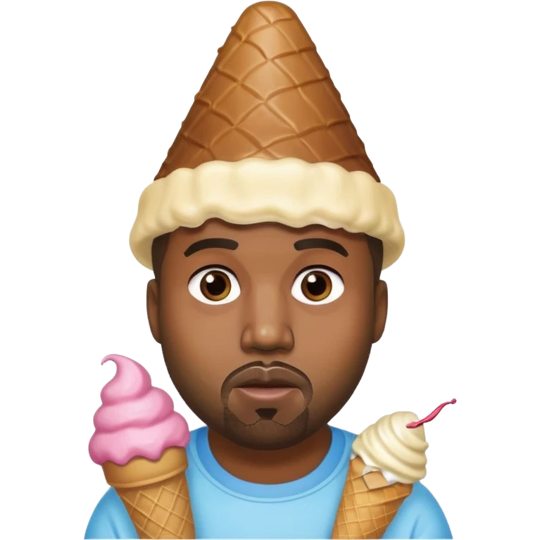 Kanye west with a ice cream hat  emoji