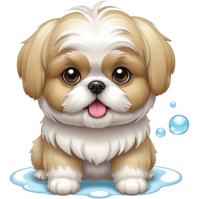 Blonde Shih tzu blowing bubbles emoji