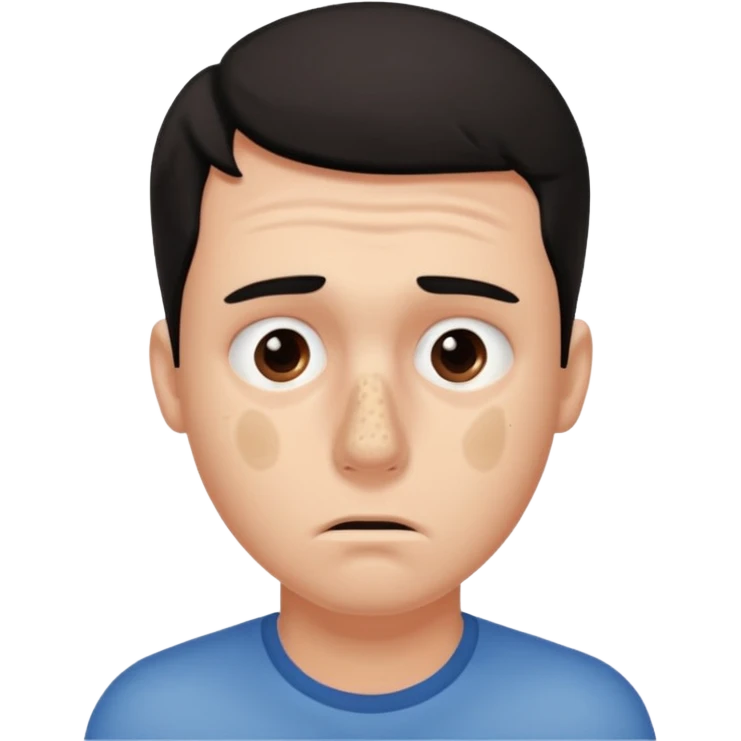 a worried guy with nose full of black heads emoji