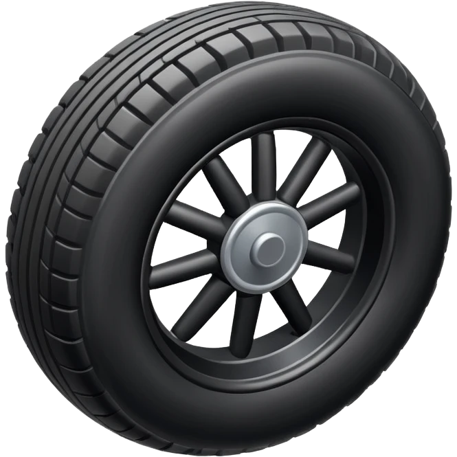 The aircraft's landing gear is one inflated, plump wheel with a strut, black in color, cartoon-style, isometric emoji