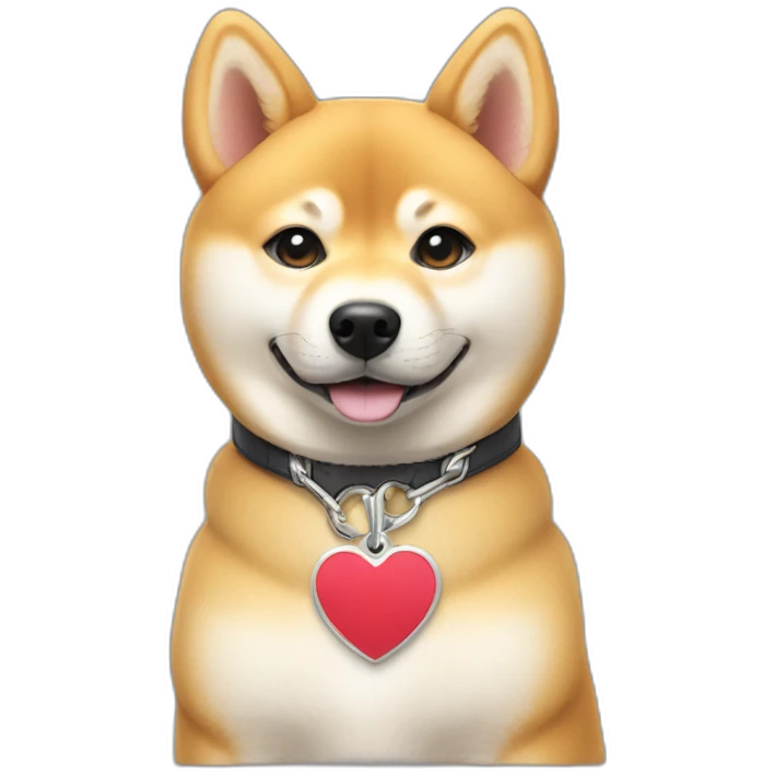 blonde shiba inu with a silver heart-shaped tag on its collar emoji