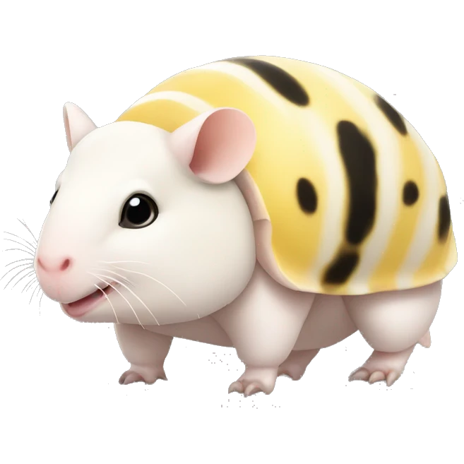 White chubby armadillo pig with yellow and black spots and cute flat  face emoji