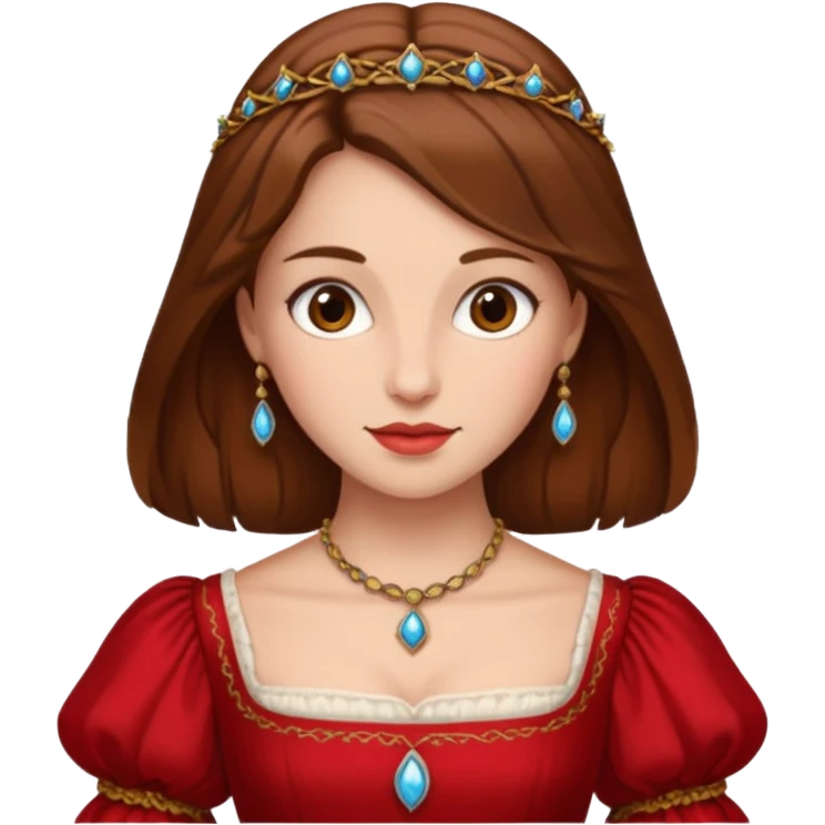 Renaissance lady – brown hair, red dress  emoji