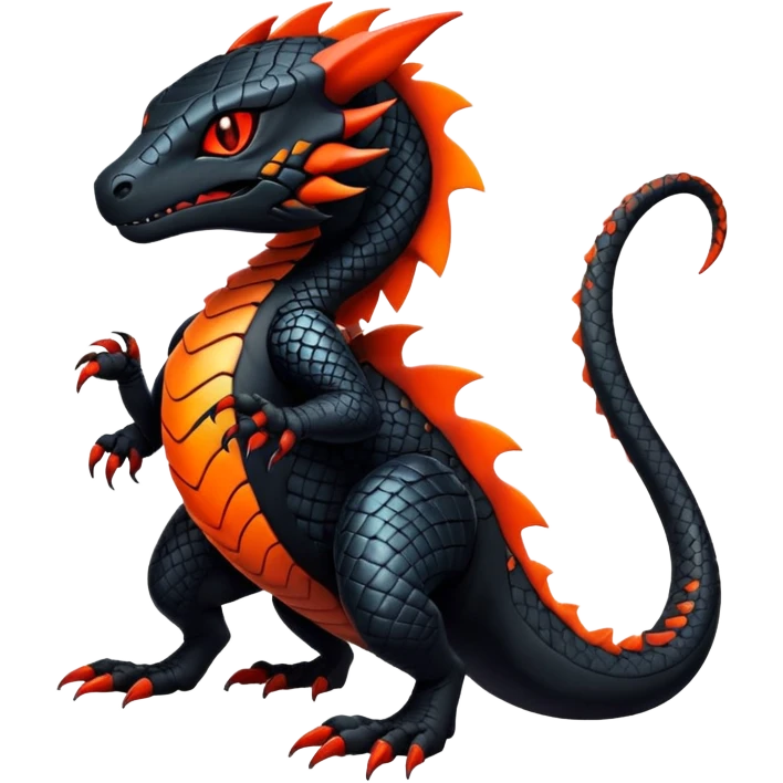 Modern Futuristic Scaly Cyber-Salandit-Litten-Hybrid (Full body) emoji