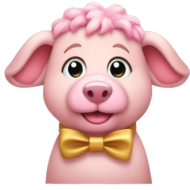 Ein Meerschweinchen mit einer pinken Schleife und goldenen Schuhen an emoji