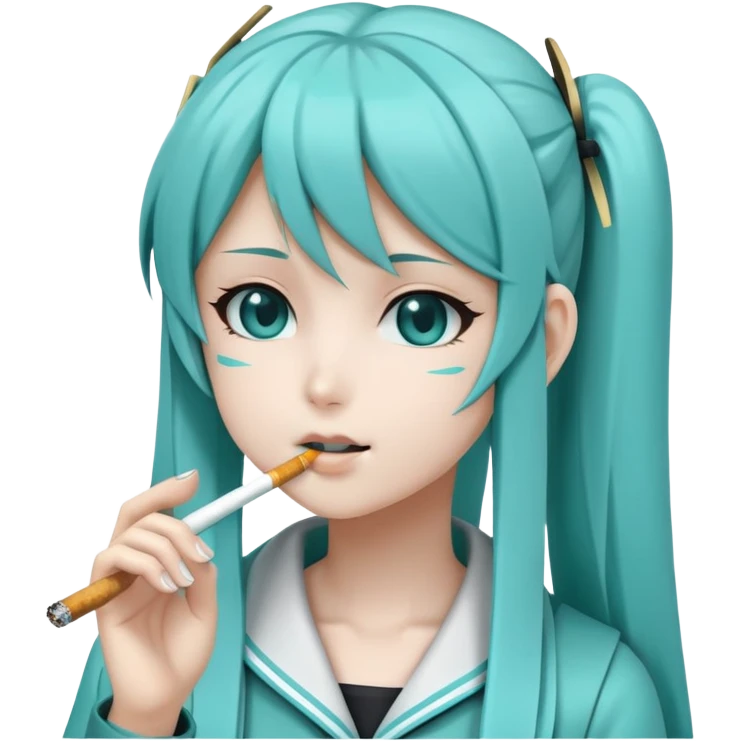 Depresses hatsune miku is smoking emoji