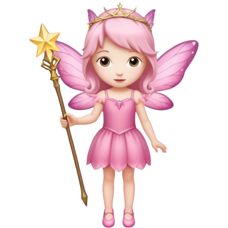 full body of little pink fairy emoji