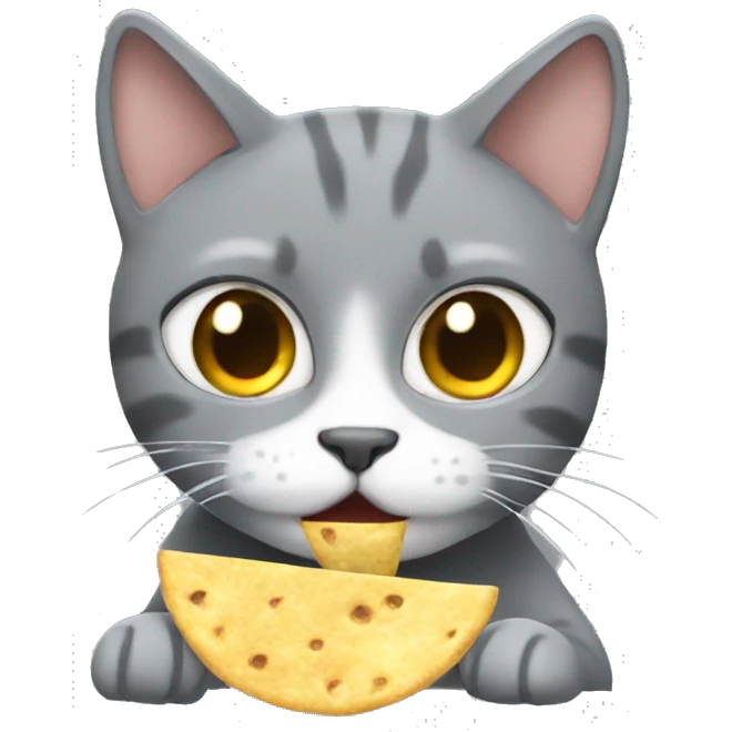 Gray cat eating tortilla chip  emoji