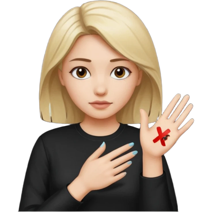 a woman who draws an X with her hand emoji