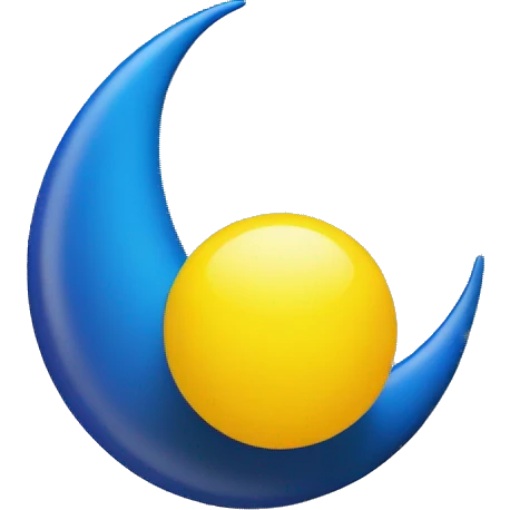 Blue crescent next to a yellow orb sphere emoji