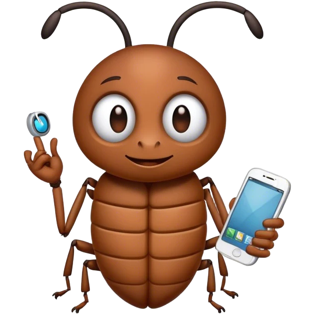 bug holding a cellphone emoji