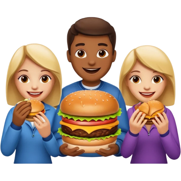 A group of hungry people eating burgers. emoji