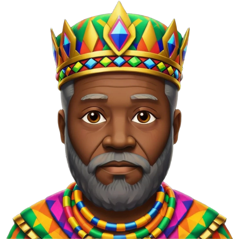 Create me an emoji of a beautiful Old African King with a beard wearing a neon Colorful gradient African Kente patterns emoji