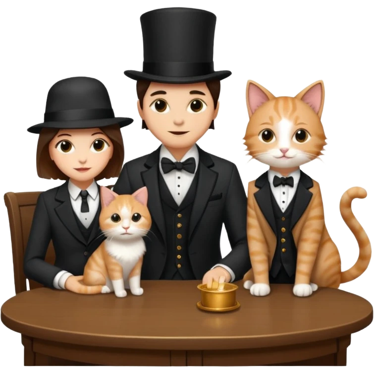 magician couple and their pet cat emoji