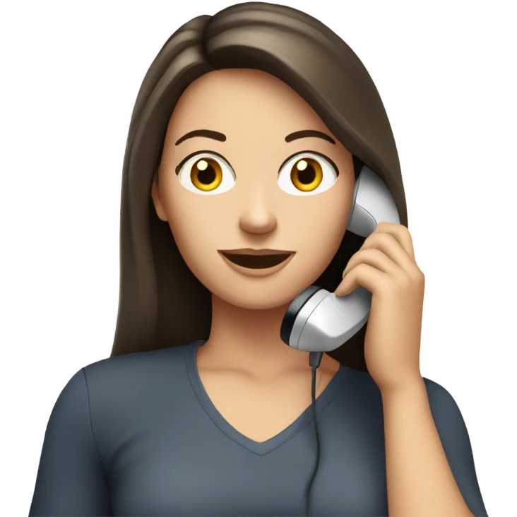 White brunette woman on the phone   emoji