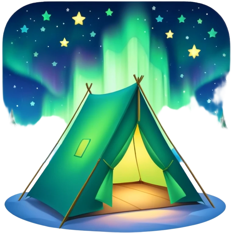 tent under aurora borealis night sky emoji