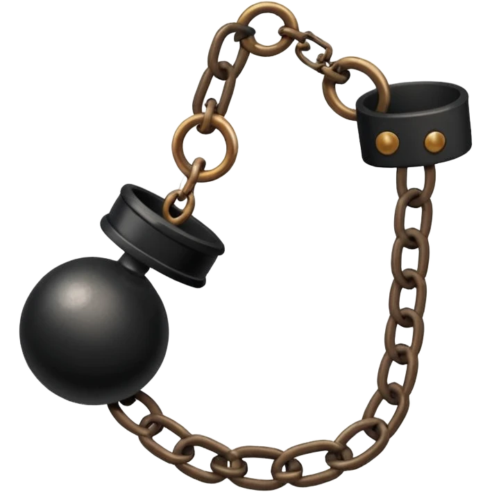ball and chain with ankle cuff black simple no shoes emoji