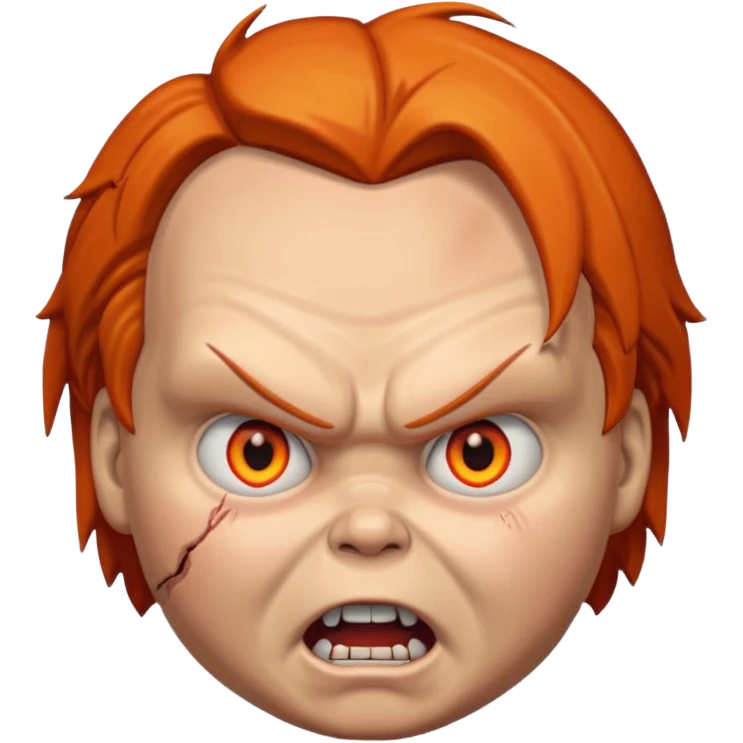 la tete de chucky avec les yeux orange enerve emoji