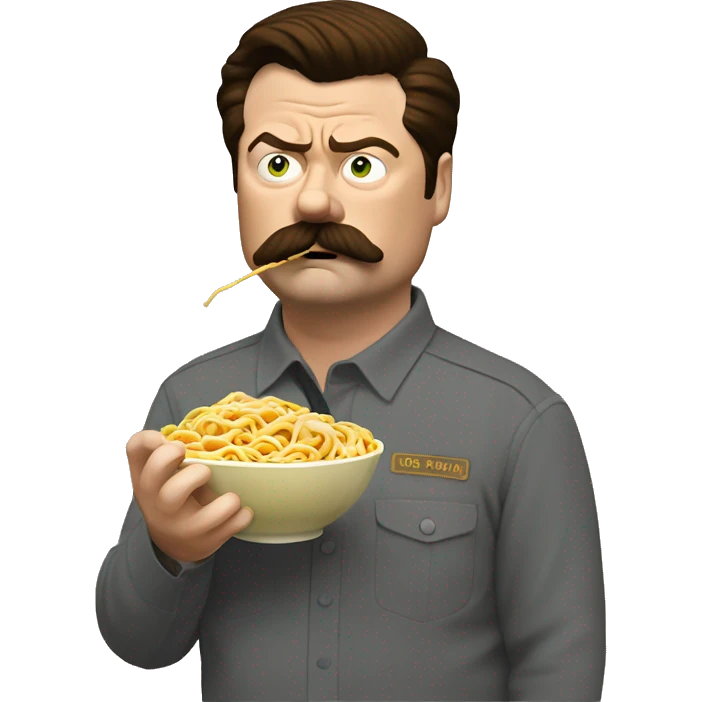 Ron Swanson eating noodes emoji