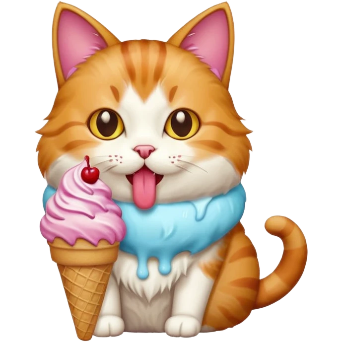 Cat with ice cream emoji