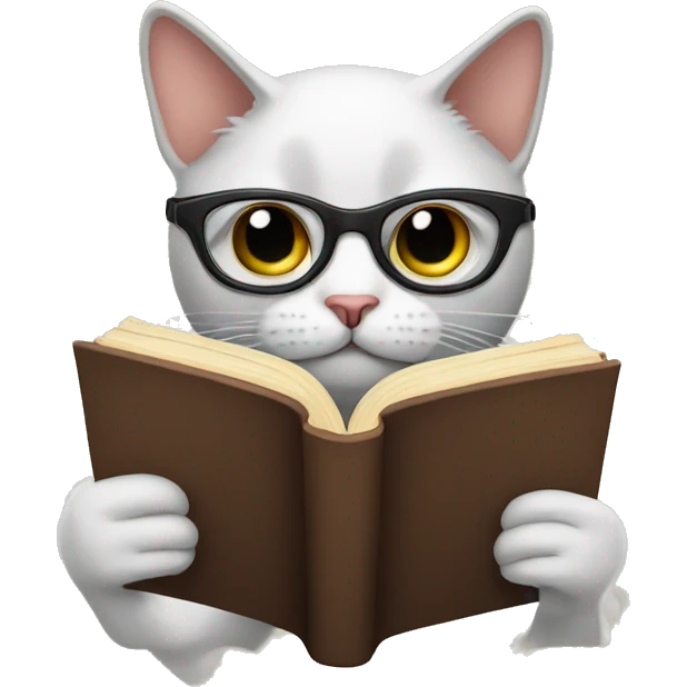 cat with googles reading a book emoji