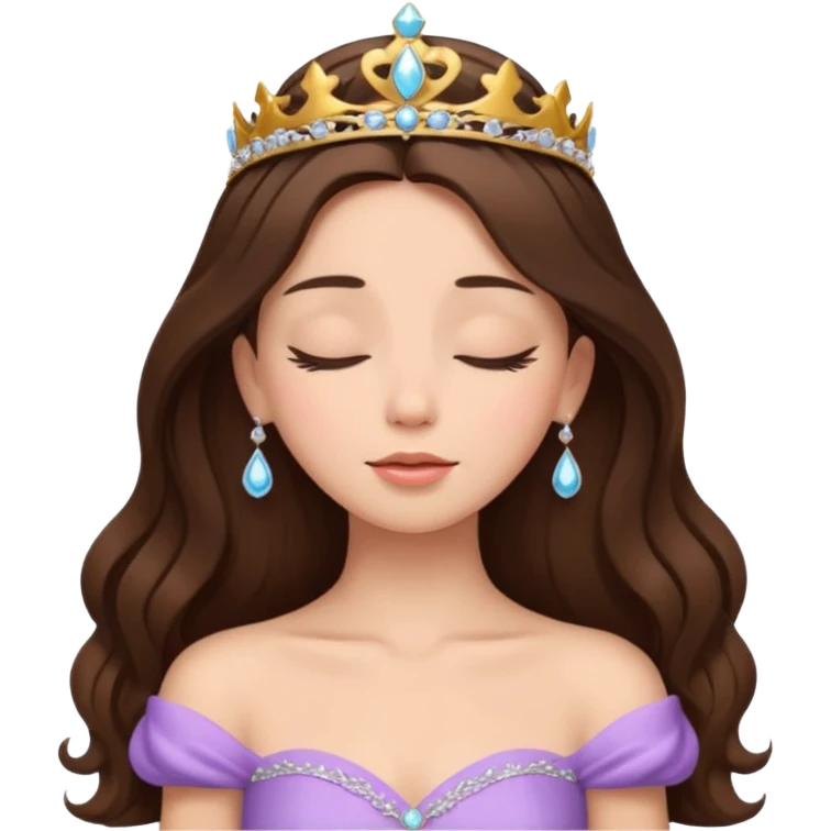 a brunette hair beautiful princess closing her eyes calmly emoji
