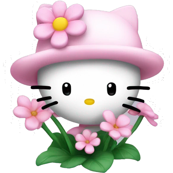 hello kitty sosteniendo florecitas  emoji