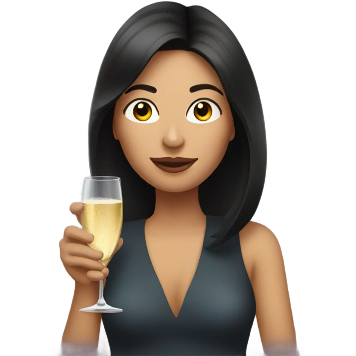 Woman with dark hair drinking champagne  emoji