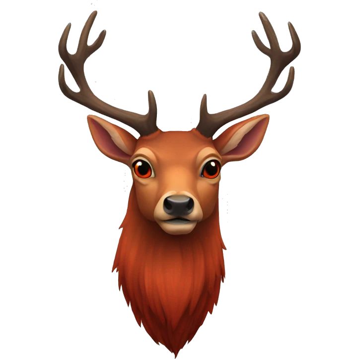 Evile red deer, orange eyes. Blood red antlers emoji