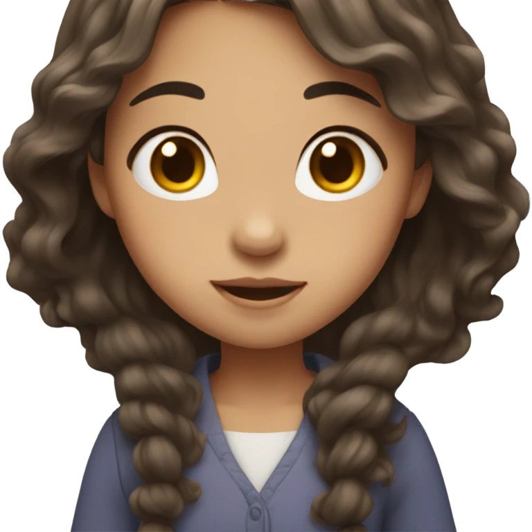long medium wavy brown hair asian girl emoji
