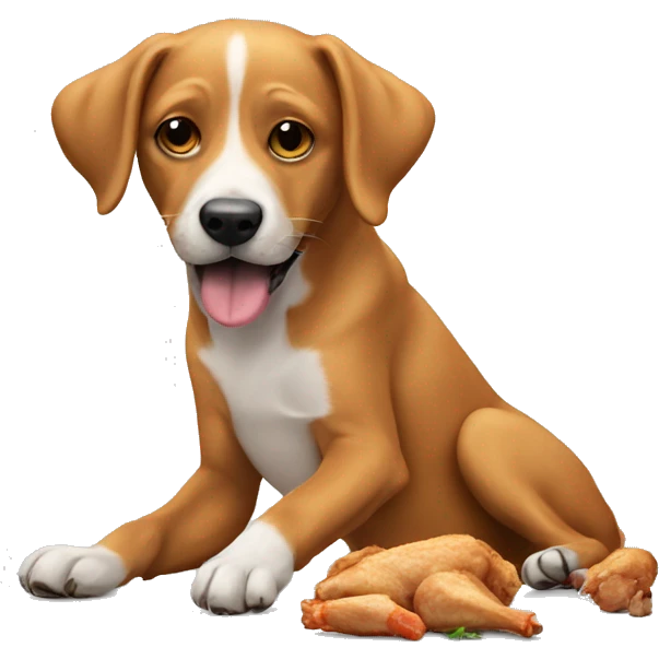 Dog eating chicken emoji