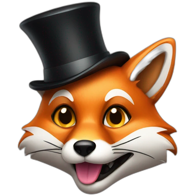 Fox with tophat and tongue emoji
