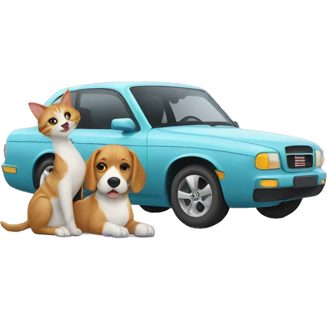 Dogs and cat in auto emoji