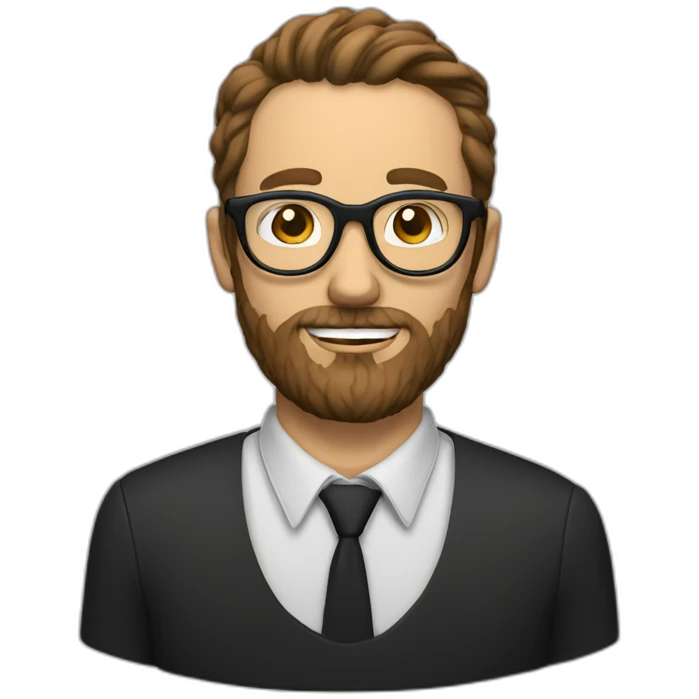 White Man whith Brown hear, rounded glasses, black Frey beard emoji