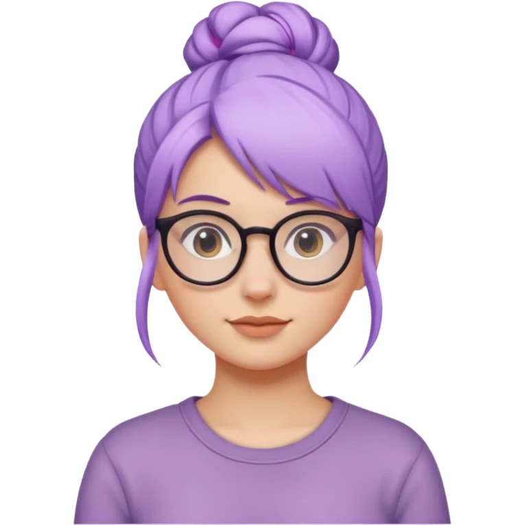 light purple hair girl bun and glassess emoji