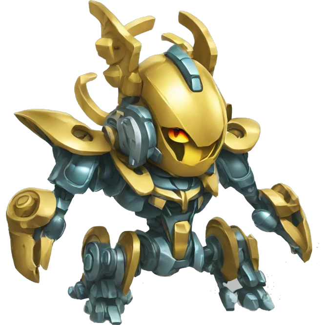 Metallic medabot-dragon with gears emoji