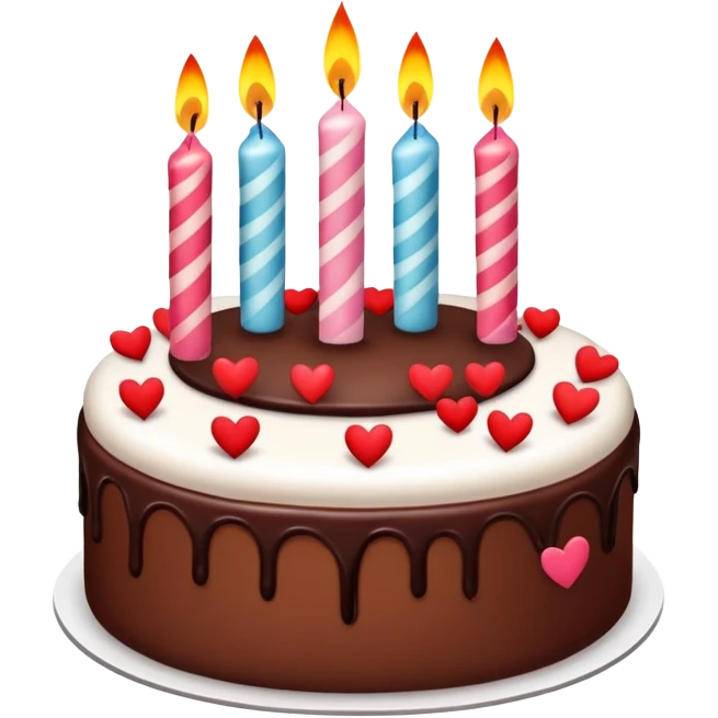 anniversary cake emoji, candles, hearts, festive, cheerful emoji