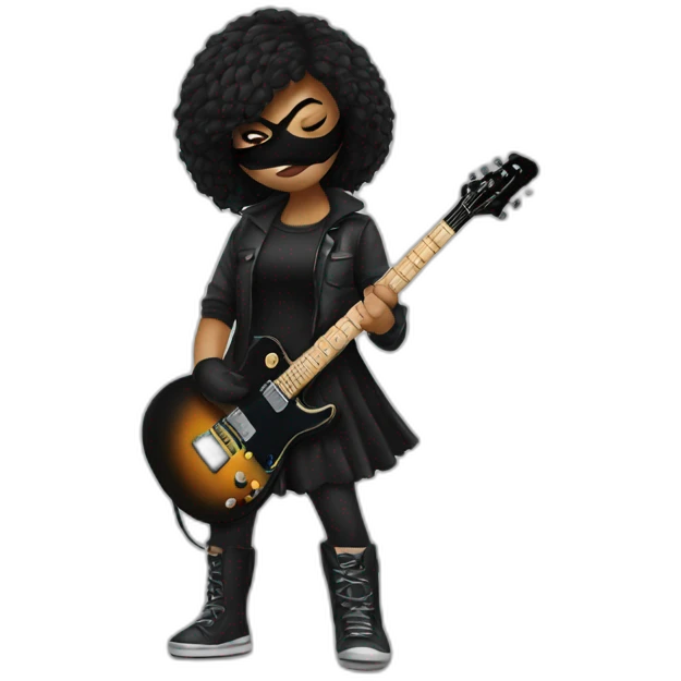 a girl with black mask and electric guitar  emoji
