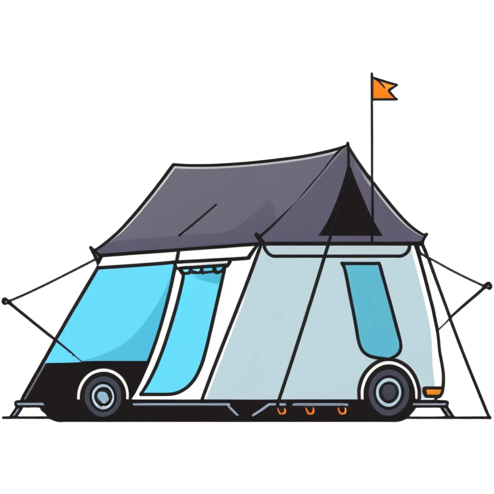 black car with roof tent emoji