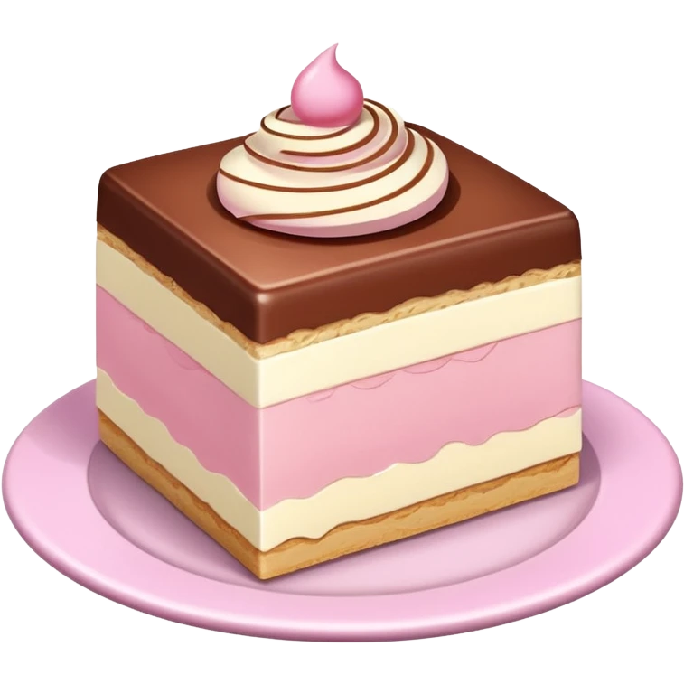 slice of tiramisù dessert with pink cream emoji