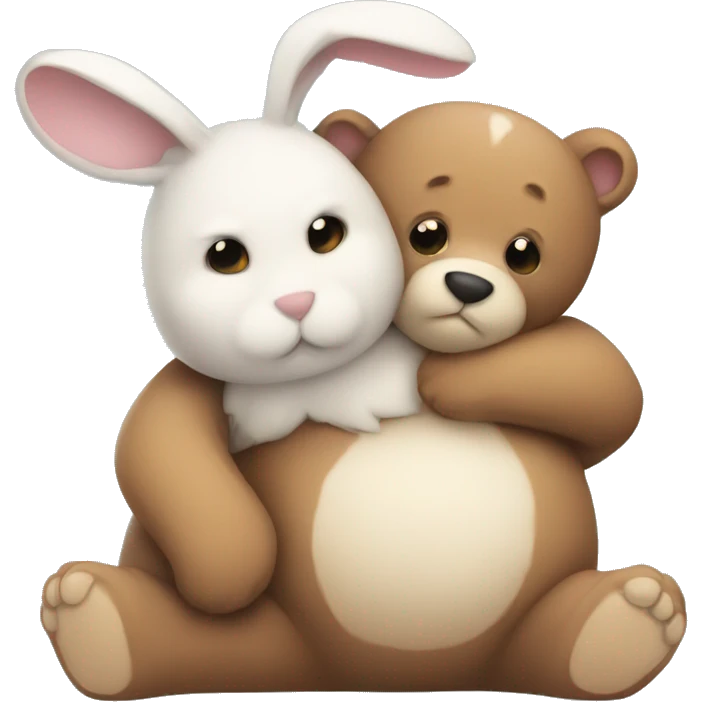 bunny cuddling cute bear emoji