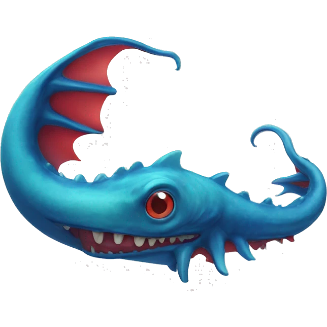 Sea monster Leviathan with blue and red horns emoji