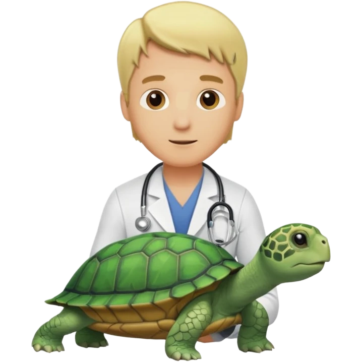 blonde man veterinarian with turtle emoji