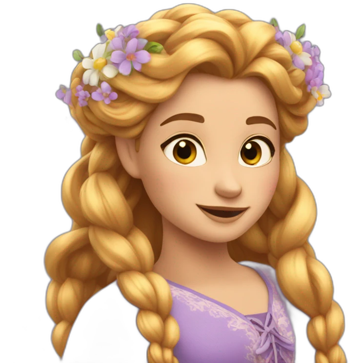 Raiponce avec des fleurs sur le cheveux emoji