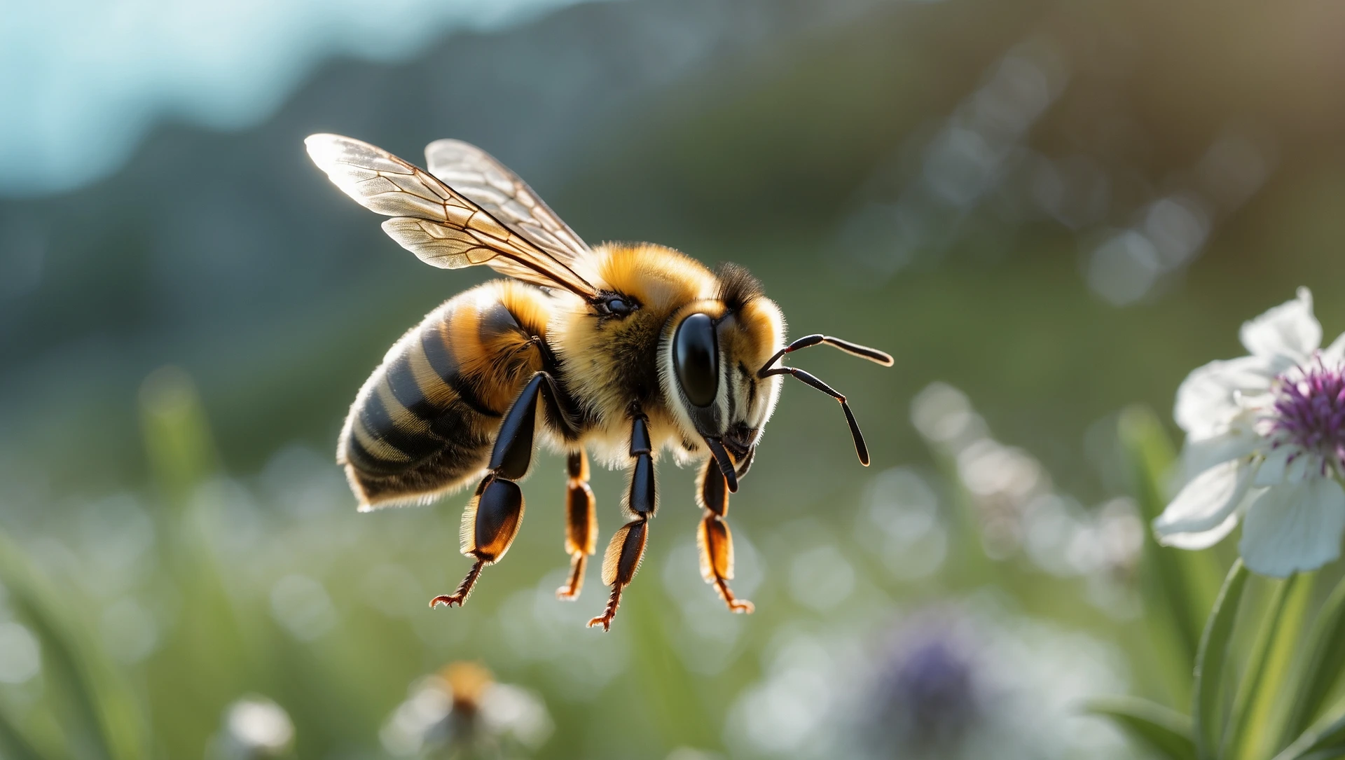 cinematic still, Photo of flyin bee, high speed photo emoji