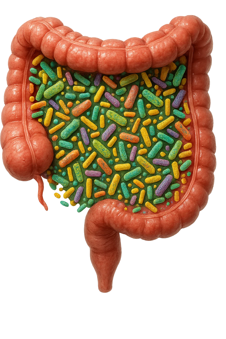 intestino umano pieno di batteri intestinali, iperrealistico 4k emoji